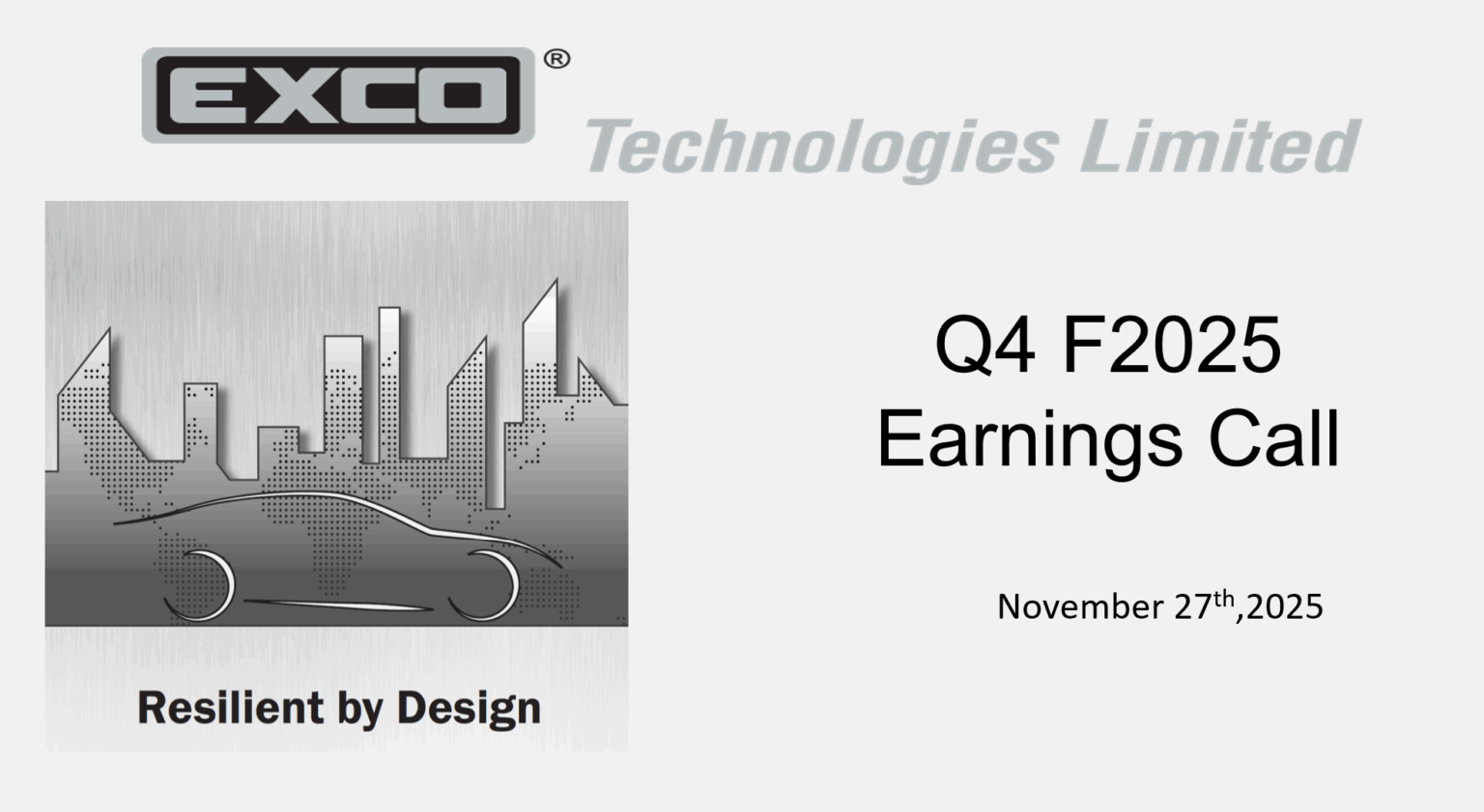 Investor Presentations – Exco Technologies Limited