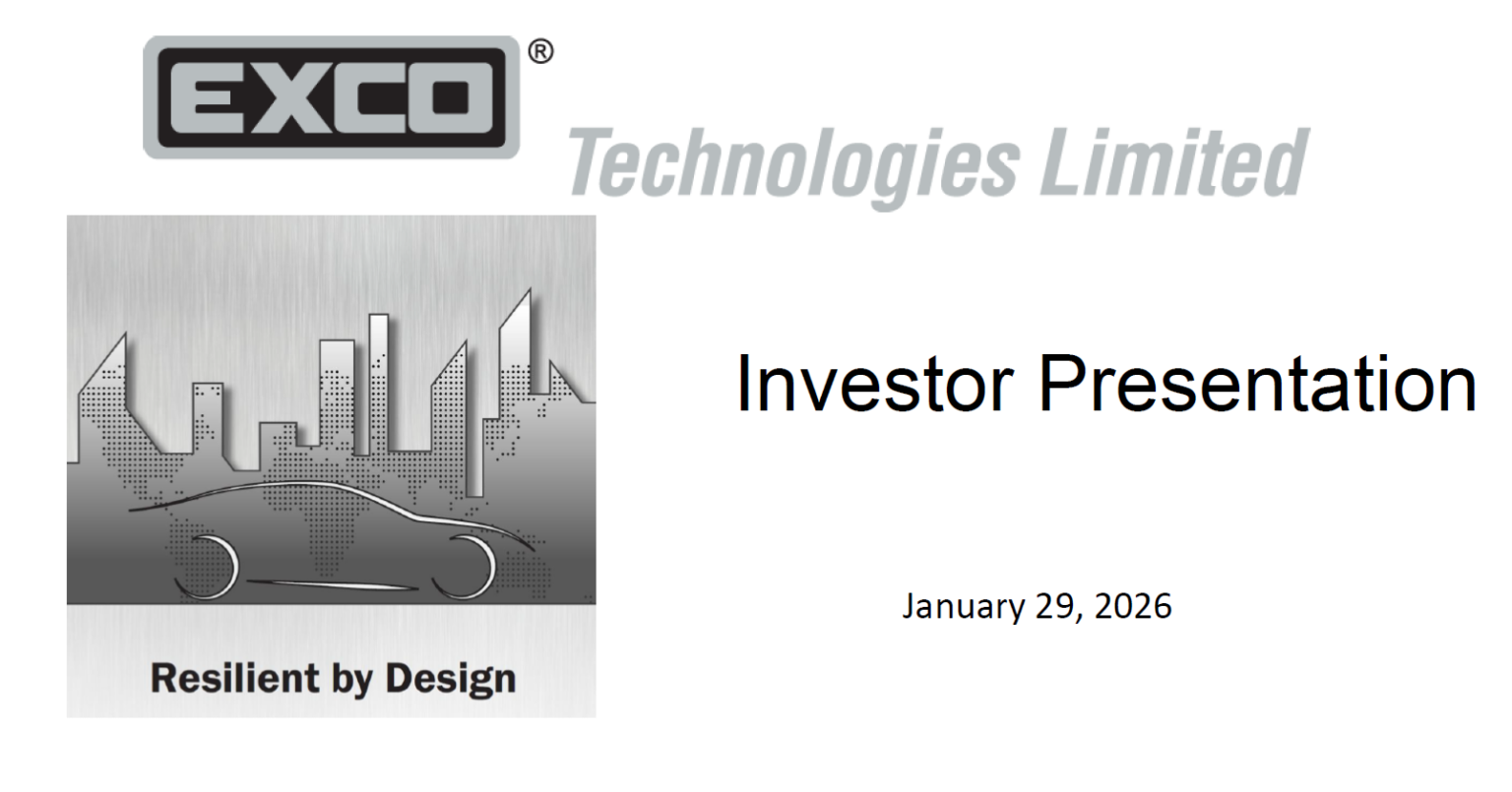 Investor Presentations – Exco Technologies Limited